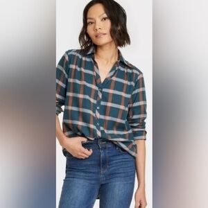 Knox Rose Womens Shirt Long Sleeve Button Up Plaid Cozy Size XL